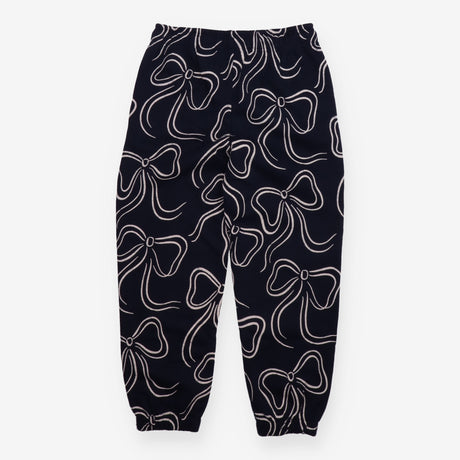 Navy joggers with white bows