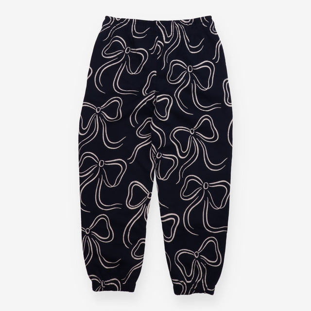 Navy joggers with white bows