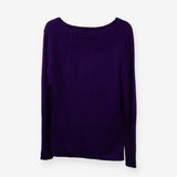 Fine Knit V‑Neck Jumper in Purple