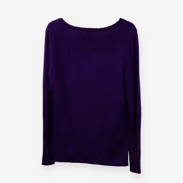 Fine Knit V‑Neck Jumper in Purple