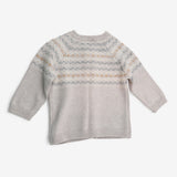 Cardigan Grey and Cream Fairisle