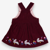 Pinafore plum cord bunnies flowers
