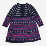 Knitted jumper dress navy with pink mushrooms