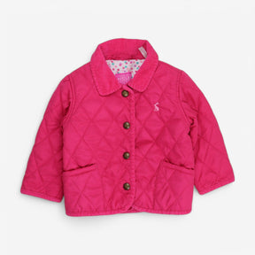 Pink quilted coat cord collar