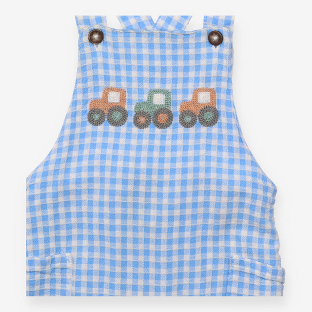 Woven Dungaree Blue and White Check 3 Tractors