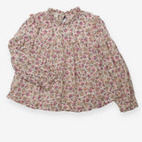 Top Long Sleeve Frill Collar Pink Floral