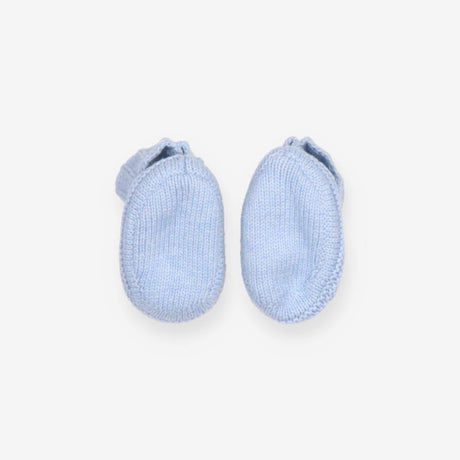 Slippers Knit Blue with Pom Poms