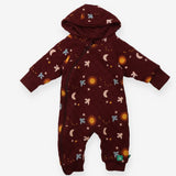 Hooded Reversible Snug Suit Brown moon sun birds