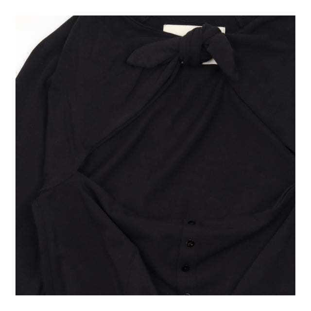 Black Stretch Cotton Tie Neck Chest Cut Out Button