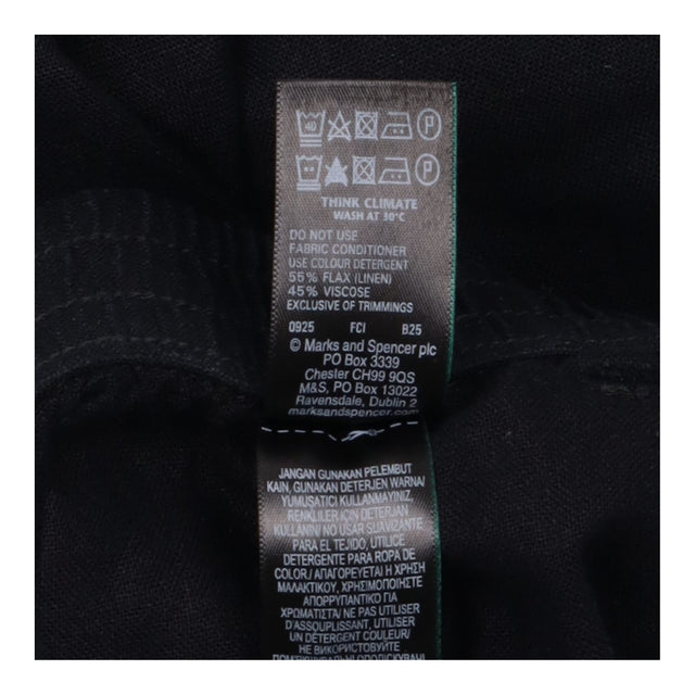 Black Linen Rich Wide Leg Cropped Trousers