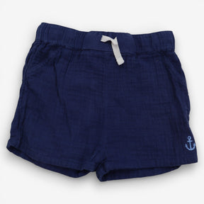 Navy shorts anchor stitching
