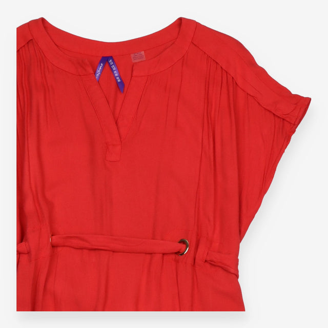 Maternity Dress Red Tie Waist Short Sleeve
