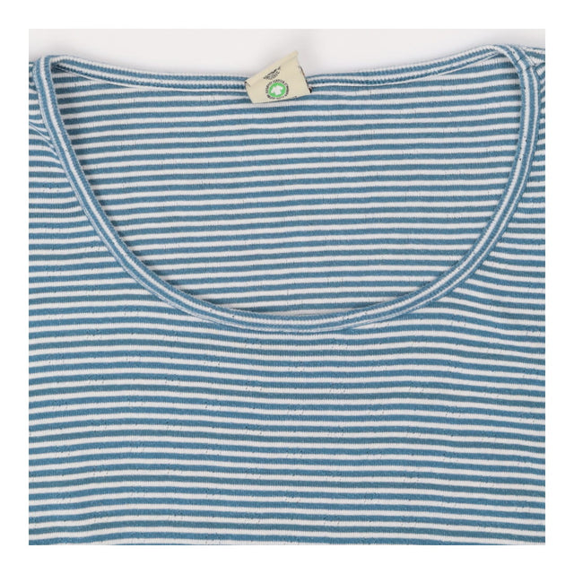 Frugi Organic Pointelle Blue Stripe Long Sleeve