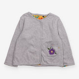 Reversible Jersey Cardigan grey and yellow floral