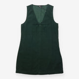 Pinafore Dress Forest Green Cord Tie Front