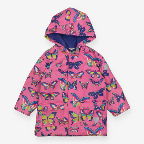 Fishermans coat pink butterflies blue lining