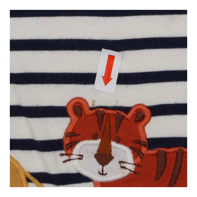 Tee Shirt navy and white strips with Lion, Tiger a