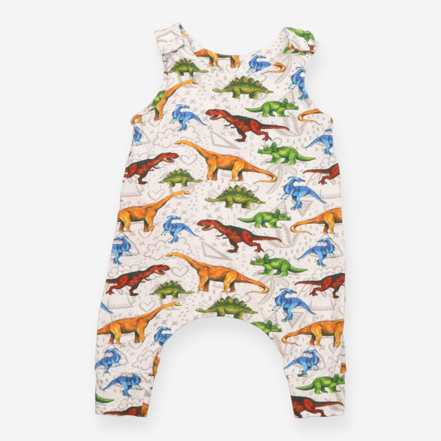 Romper White Dinosaur Appliques