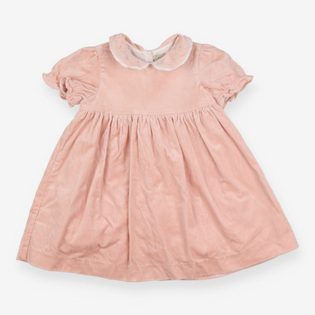 Dress Heirloom pink velvet SS flowers with silver 