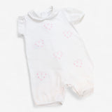Romper White with Collar and Embroidered Hearts