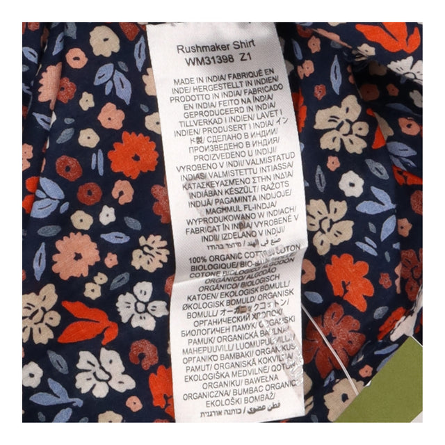 Shirt Navy Rust Orange Floral Print 100% Organic C