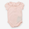 Bodysuit SS pointelle pink collar