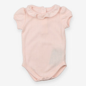 Bodysuit SS pointelle pink collar