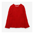 Red knit long sleeve t-shirt ribbed with hearts