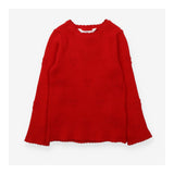 Red knit long sleeve t-shirt ribbed with hearts