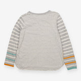T-shirt Long Sleeve Grey Cream Stripe Mix, Cassie