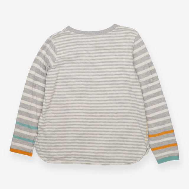 T-shirt Long Sleeve Grey Cream Stripe Mix, Cassie