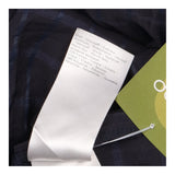 Navy Blue Shadow Check High Neck Frill V Split Tie
