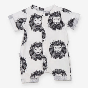 Romper white black lion shortie