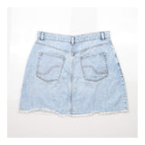 Denim Mini Skirt Light Blue Frayed Hem