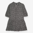 Tunic Blouse Black Ditsy Floral Print Puff Sleeve