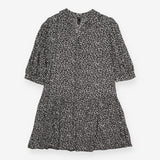 Tunic Blouse Black Ditsy Floral Print Puff Sleeve