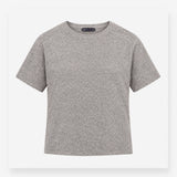 Top Soft Knit Grey Marl Crew Neck Short Sleeve Loo