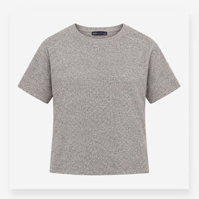 Top Soft Knit Grey Marl Crew Neck Short Sleeve Loo
