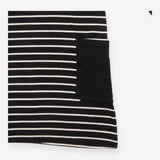 Maternity Dress Black Cream Stripe Long Sleeve Poc
