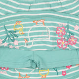 Skort Green Stripe Ducks & Pink Flowers