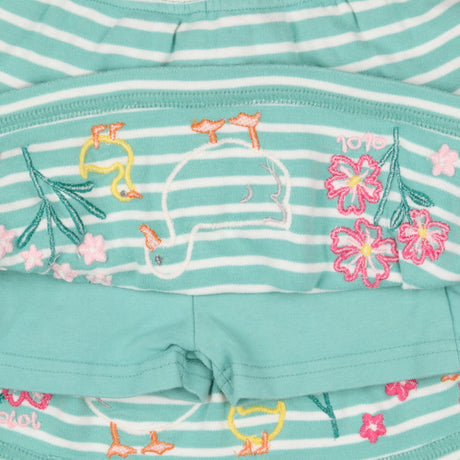 Skort Green Stripe Ducks & Pink Flowers