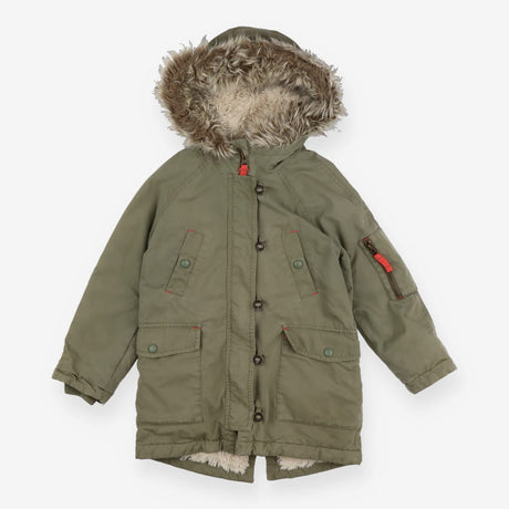 Coat green combat with fur hood