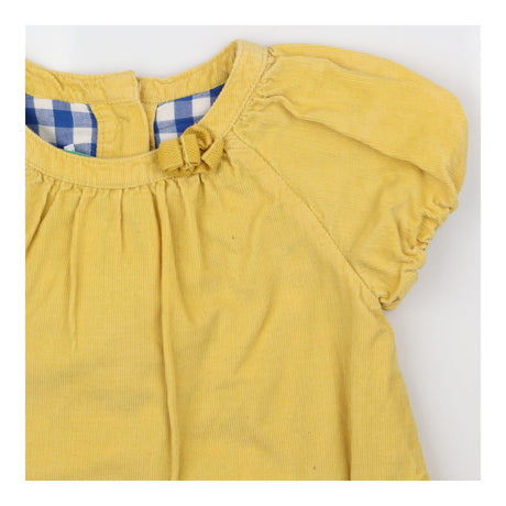 Dress yellow cord pockets blue check lining