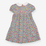 Collared Woven Dress Blue Ditsy Floral Pink 