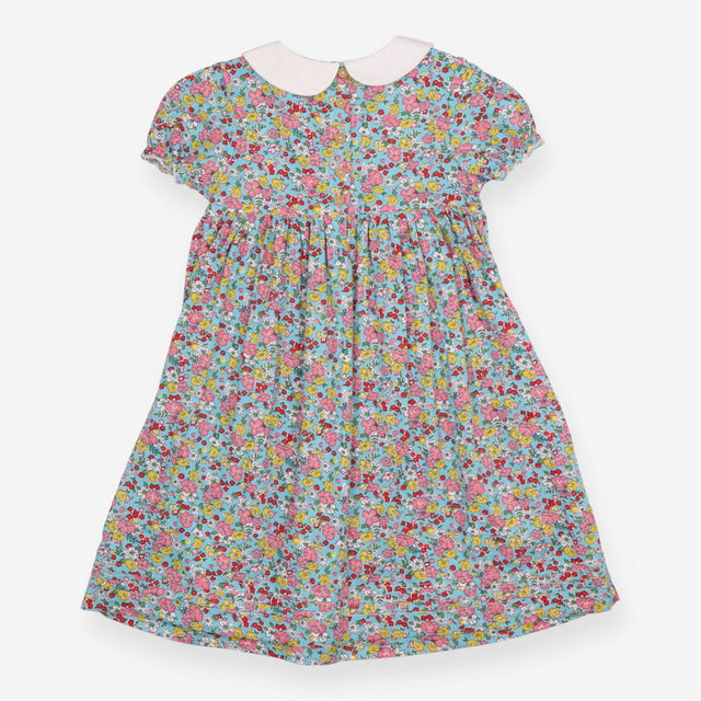 Collared Woven Dress Blue Ditsy Floral Pink 