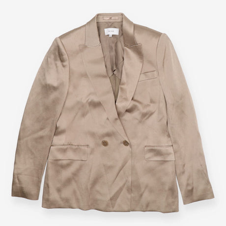 Aria Silver Shimmer Double Breasted Satin Blazer