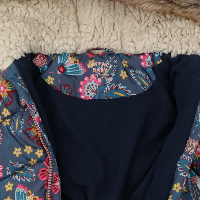 Pram suit with Mittens Blue Paisley flower Print 