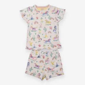 Pyjama White with Horses, Rainbows and Tepees