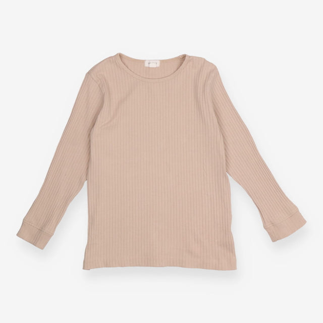 Tee LS beige ribbed