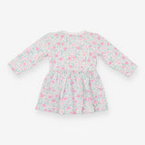 Dress LS white long stem flowers attached body